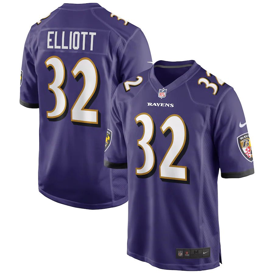 Men Baltimore Ravens #32 DeShon Elliott Nike Purple Game NFL Jersey